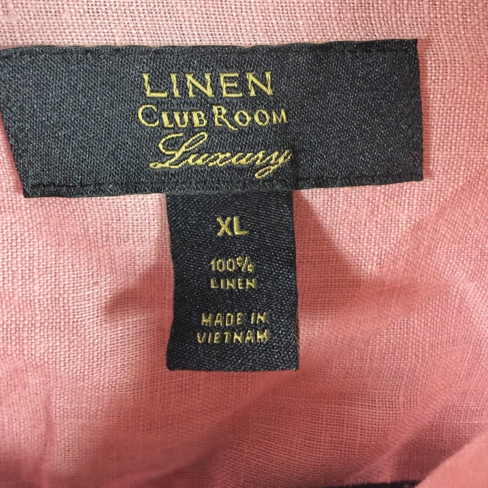 Club Room Luxury Linen Shirt Mens XL Pink Long Sleeve Button Down 100% Linen - Picture 2 of 6
